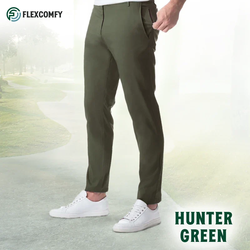 FlexComfy - Men's High Waist Straight Fit Stretch Khakis