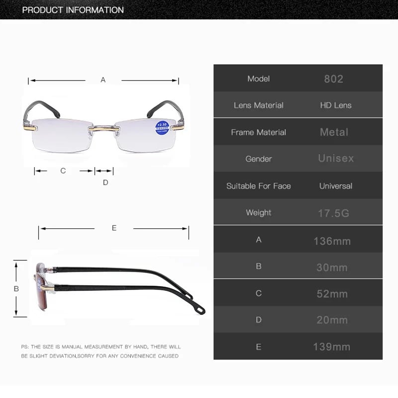 2024 New Sapphire high hardness anti blue light intelligent dual focus reading glasses