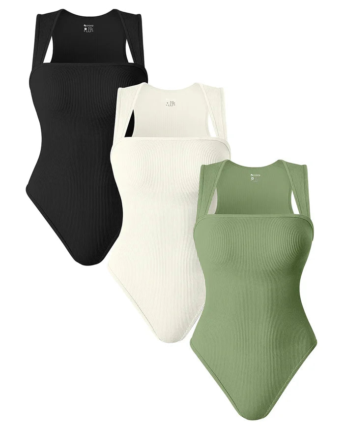 Square Neck Sleeveless Bodysuits - Hot Sale 50% Off